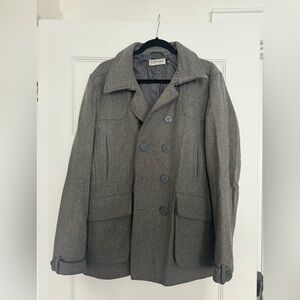 TOPMAN Grey Wool Pea coat